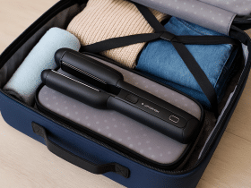 Modelador sem fio com bateria de lítio dentro de bagagem de mão com capa protetora