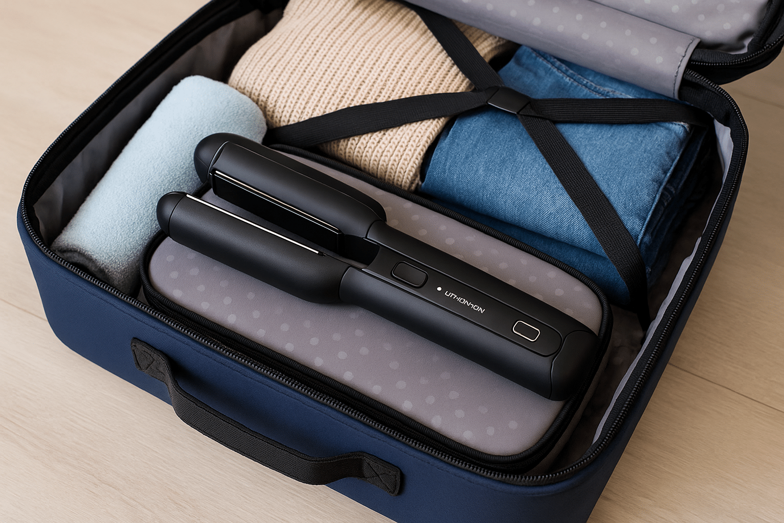 Modelador sem fio com bateria de lítio dentro de bagagem de mão com capa protetora